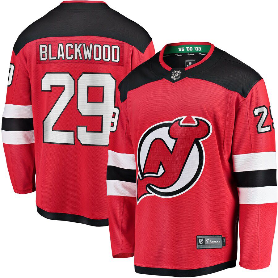 Men New Jersey Devils #29 Mackenzie Blackwood Fanatics Branded Red Home Breakaway NHL Jersey